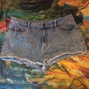 High waisted cheeky denim shorts